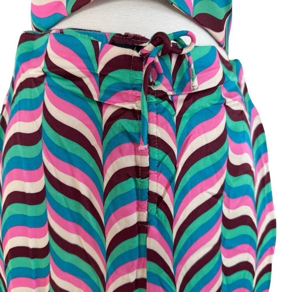 Zara Psychedelic Multicolor Wide Leg Flare Halter Top Two Piece Set Size Small - Picture 7 of 12